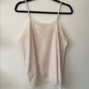 Storia|Elegant soft cream pink tone Lace Trim Women’s Top|Large|EUC